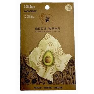 Bee's Wrap Organic Cotton Vegan Friendly Reusable Beeswax Food Wraps